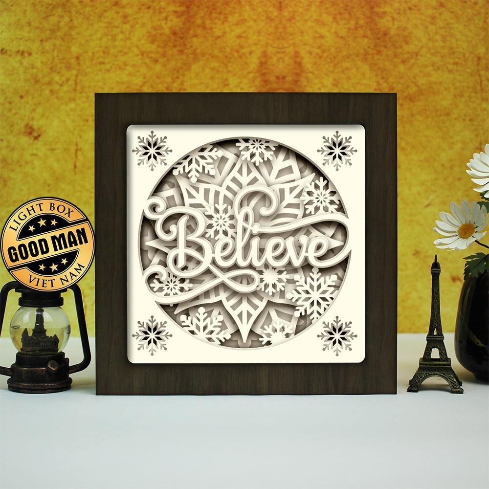Believe In Christmas – Paper Cut Light Box File - Cricut File - 8x8 inches - LightBoxGoodMan - LightboxGoodman