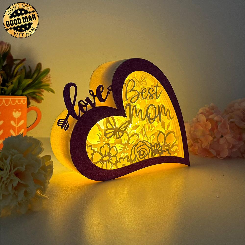 Best Mom - Love Heart Papercut Lightbox File - 5,6x7,5" - Cricut File - LightBoxGoodMan - LightboxGoodman