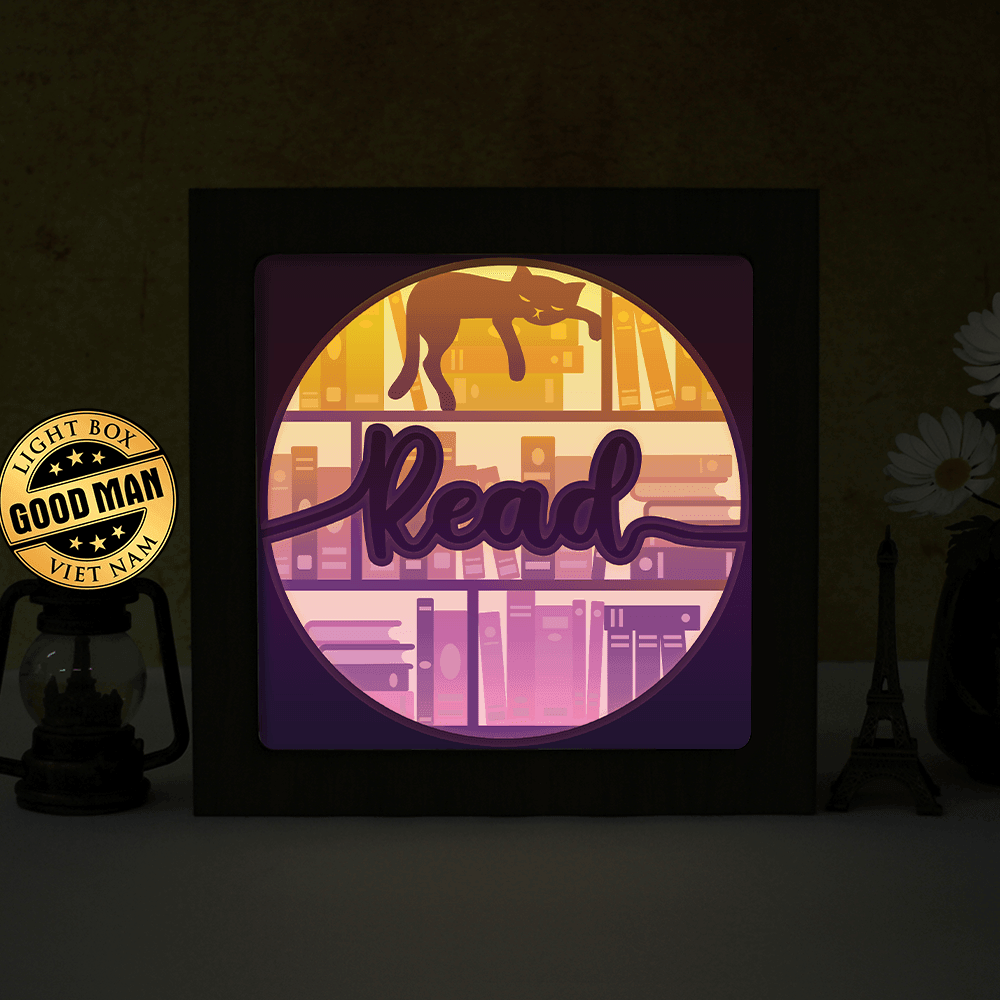 Bookshelf – Paper Cut Light Box File - Cricut File - 8x8 inches - LightBoxGoodMan - LightboxGoodman