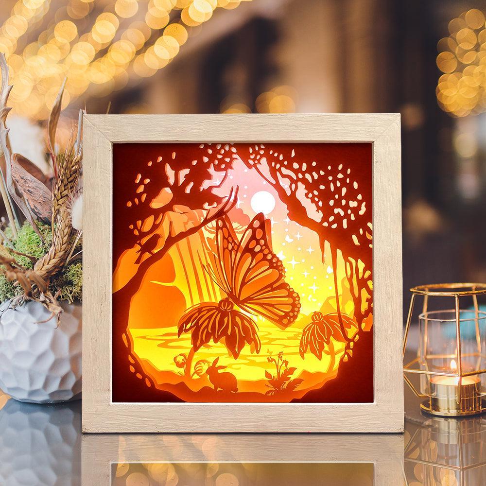 Butterfly 1 Square – Paper Cut Light Box File - Cricut File - 8x8 inches - LightBoxGoodMan - LightboxGoodman