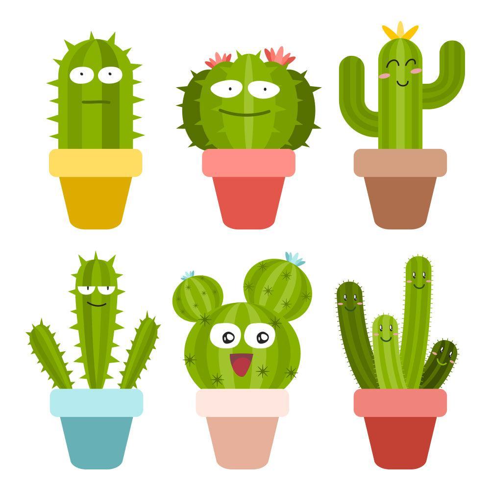 Cactus Pot PNG Image, Cute Green Cactus Cartoon With Pot, Cactus