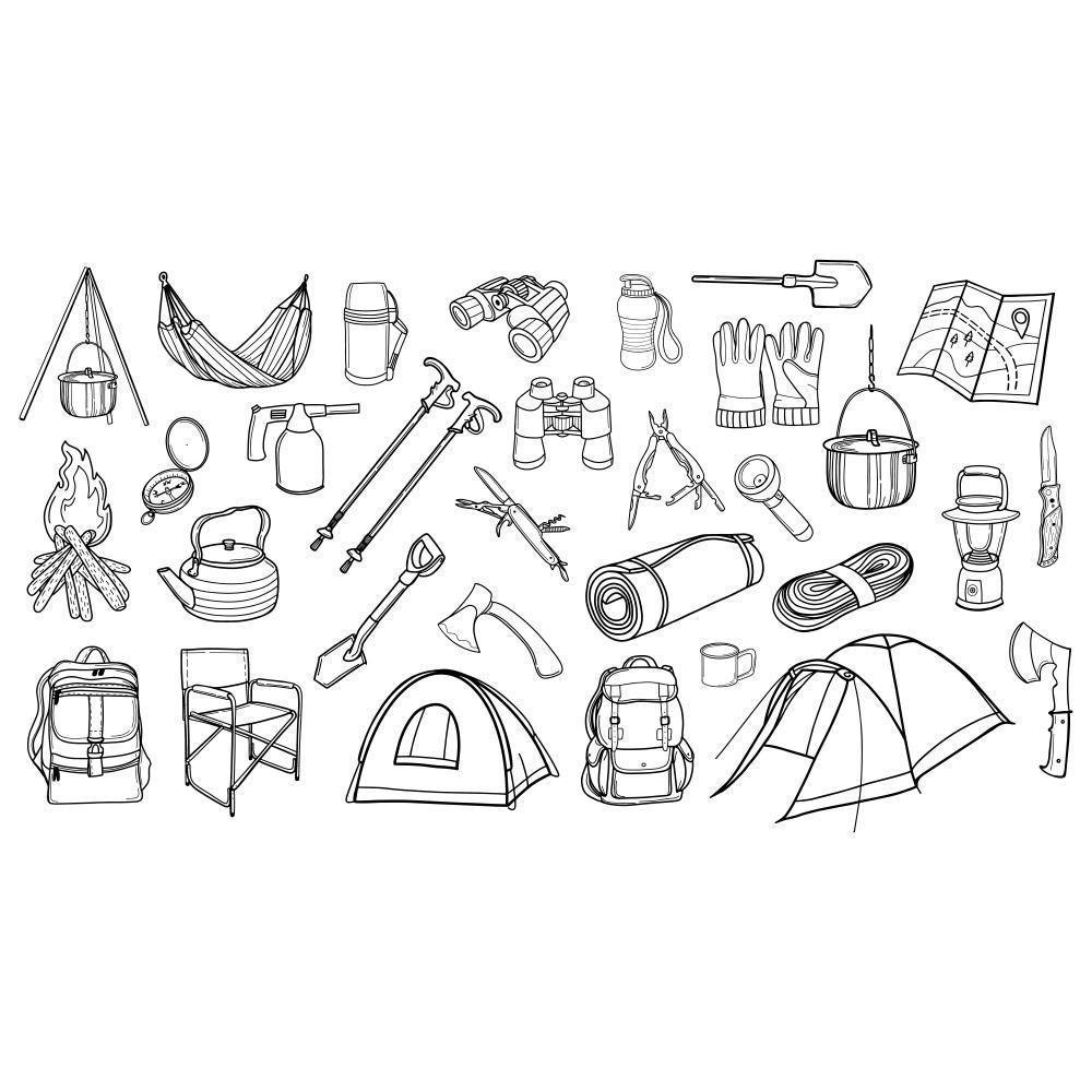 Camping Doodle Set - Cricut File - Svg, Png, Dxf, Eps - LightBoxGoodMan - LightboxGoodman