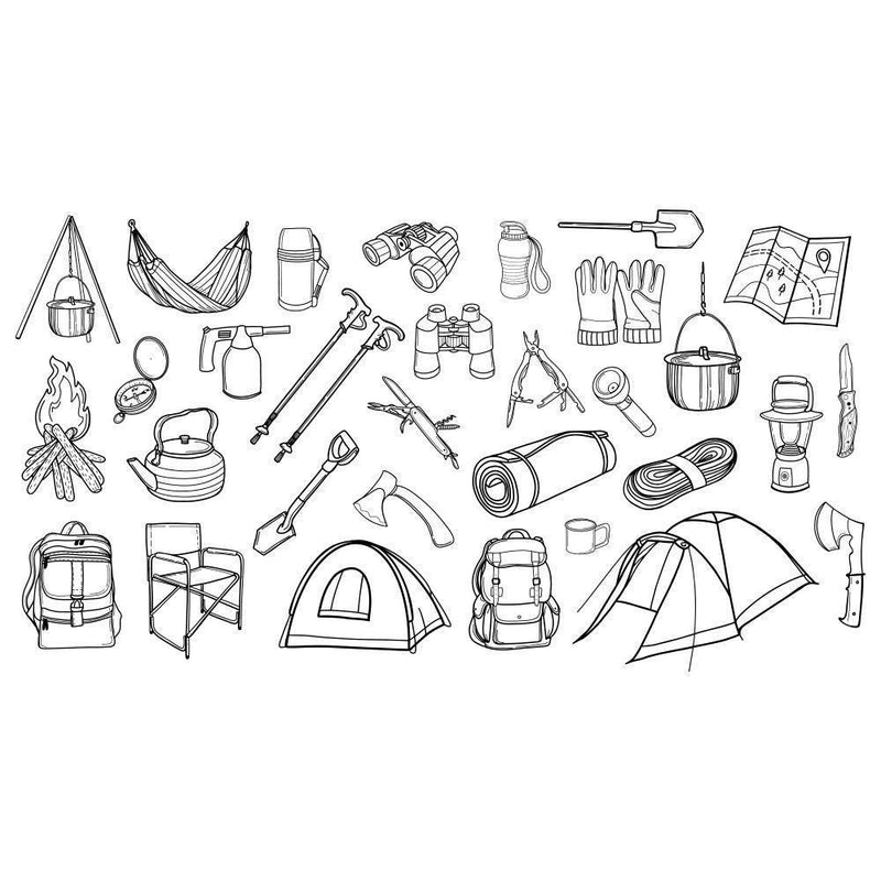 Camping Doodle Set - Cricut File - Svg, Png, Dxf, Eps - LightBoxGoodMan - LightboxGoodman