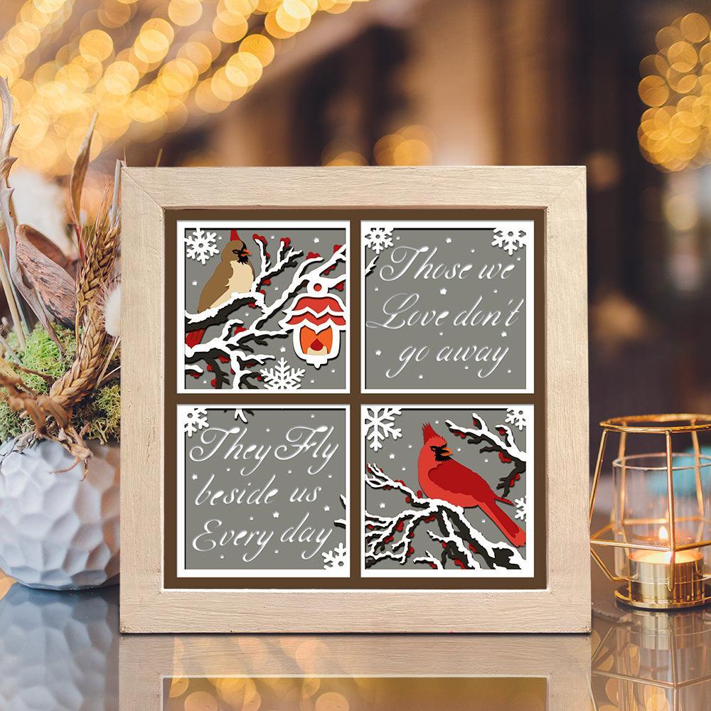 Cardinals Outside Window – Paper Cut Light Box File - Cricut File - 8x8 inches - LightBoxGoodMan - LightboxGoodman