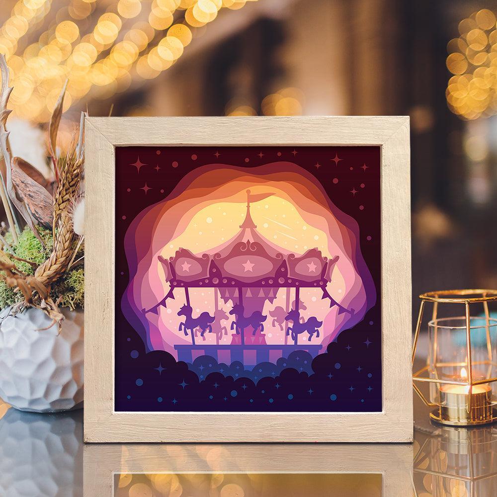 Carousel Dog Park – Paper Cut Light Box File - Cricut File - 8x8 Inches - LightBoxGoodMan - LightboxGoodman