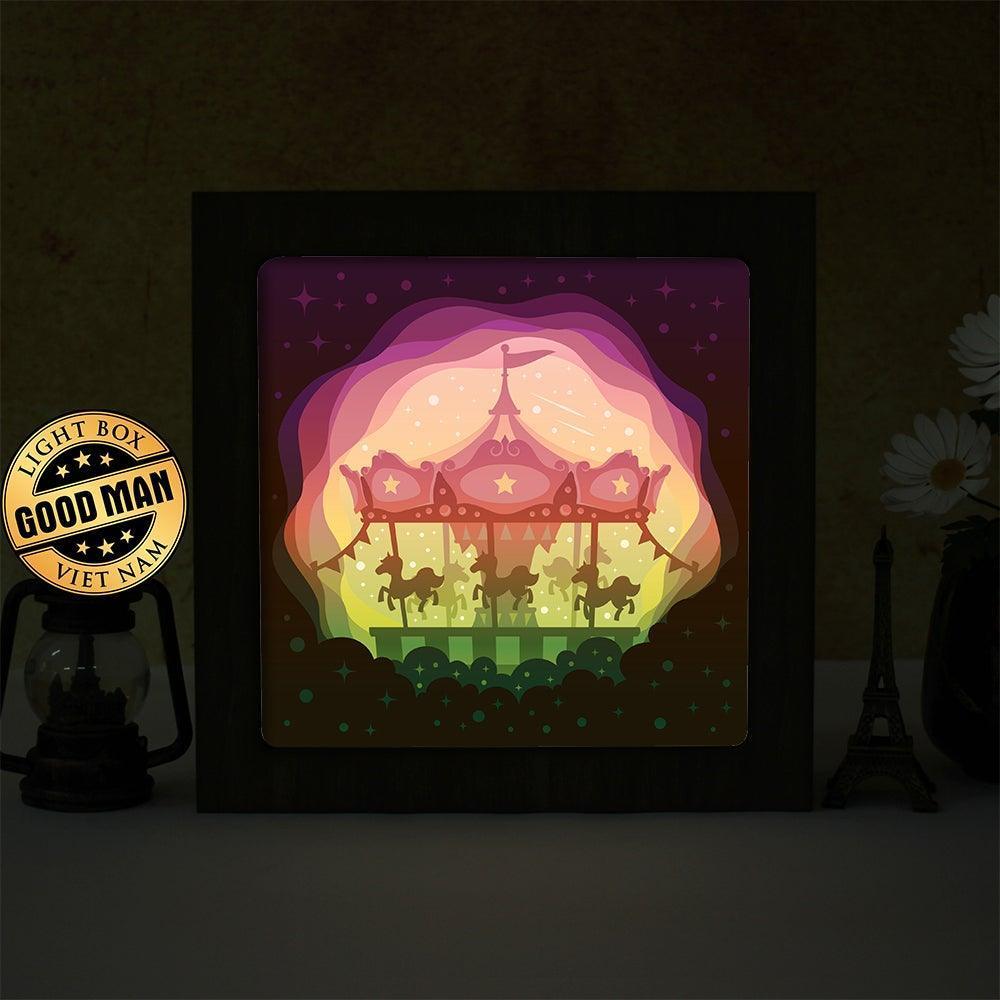 Carousel Dog Park – Paper Cut Light Box File - Cricut File - 8x8 Inches - LightBoxGoodMan - LightboxGoodman