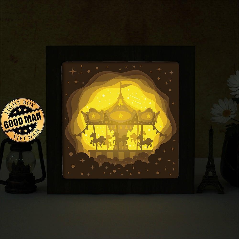 Carousel Dog Park – Paper Cut Light Box File - Cricut File - 8x8 Inches - LightBoxGoodMan - LightboxGoodman