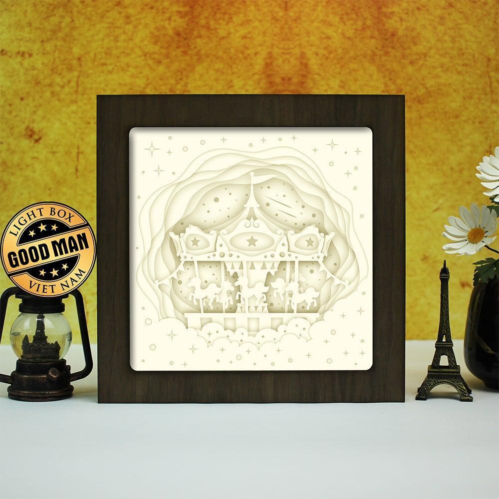 Carousel Dog Park – Paper Cut Light Box File - Cricut File - 8x8 Inches - LightBoxGoodMan - LightboxGoodman