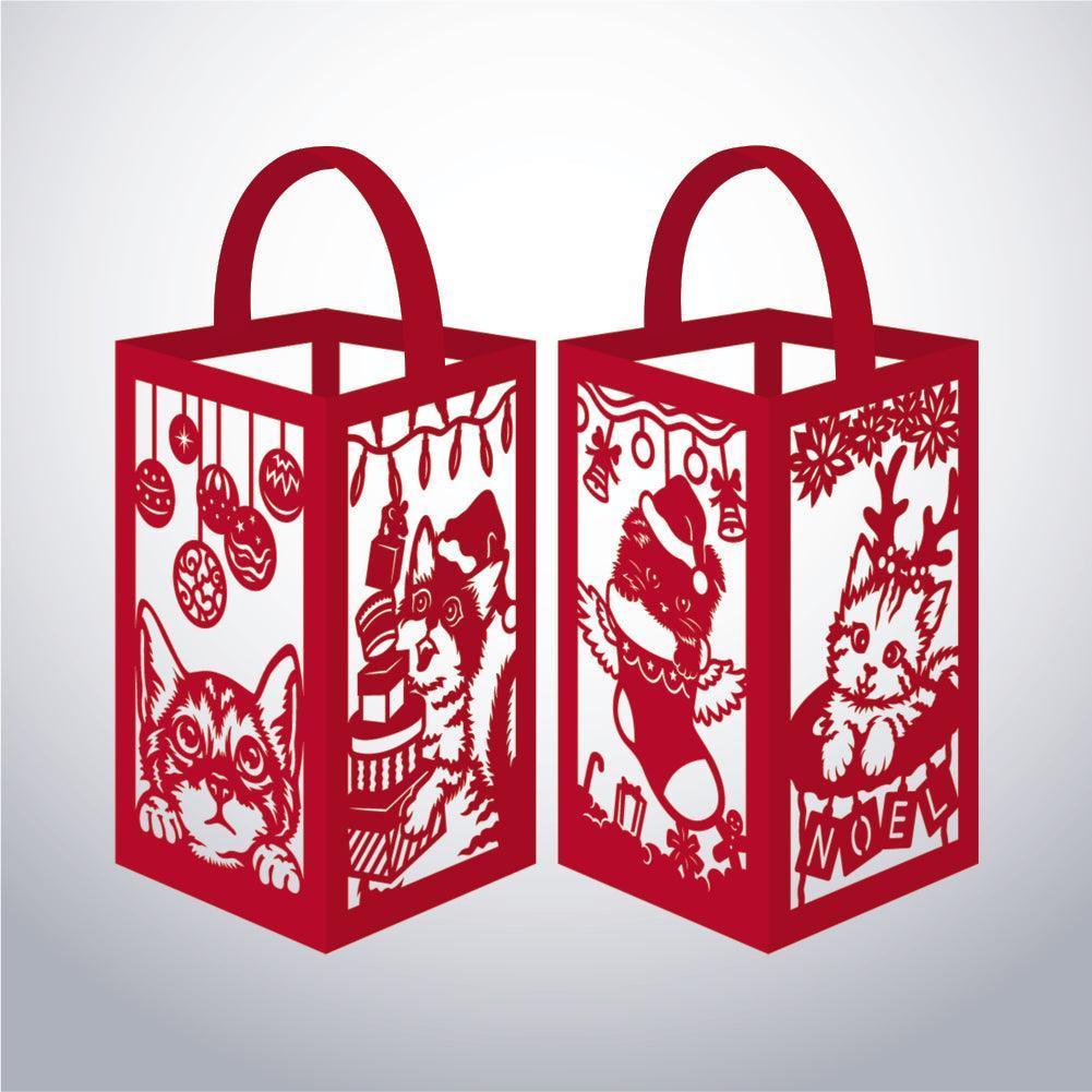 Cat Christmas - Paper Cut Lantern File - Cricut File - 10x16cm - LightBoxGoodMan - LightboxGoodman
