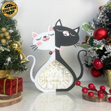 Cat Love - Paper Cut Cat Couple Light Box File - Cricut File - 9,6x6,6 Inches - LightBoxGoodMan - LightboxGoodman