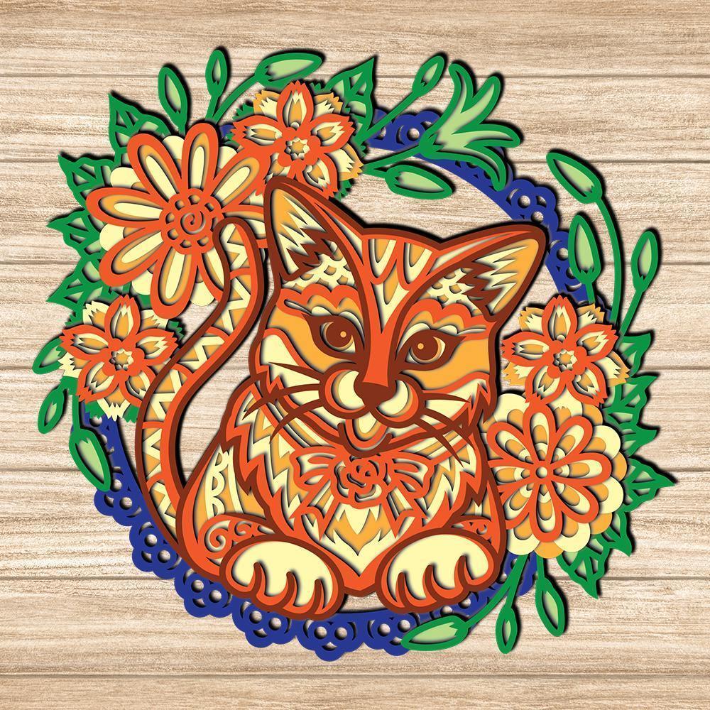 Cat - Paper 3D Layered File - Cricut File - 20x19cm - LightBoxGoodMan - LightboxGoodman
