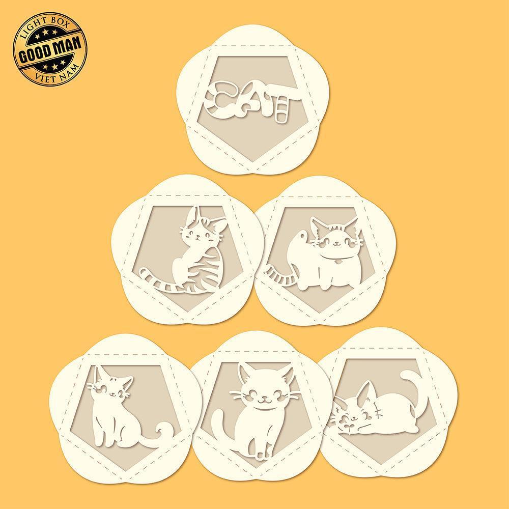 Cat - Pentagon 3D Lantern File - Cricut File - LightBoxGoodMan - LightboxGoodman