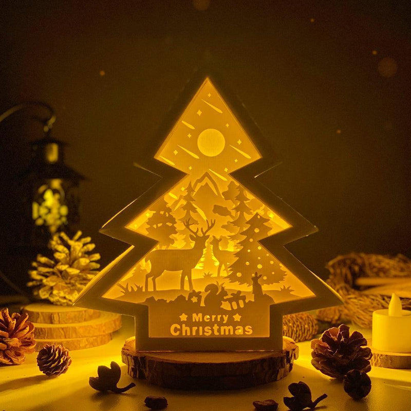 Christmas Deer - Paper Cut Tree Light Box File - Cricut File - 20x22cm - LightBoxGoodMan - LightboxGoodman