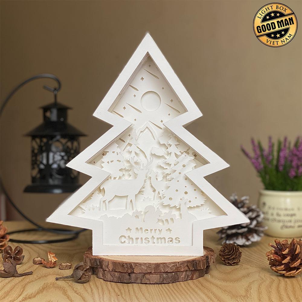 Christmas Deer - Paper Cut Tree Light Box File - Cricut File - 20x22cm - LightBoxGoodMan - LightboxGoodman