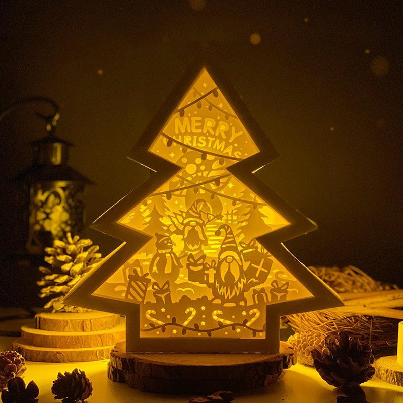 Christmas Gnome 2 - Paper Cut Tree Light Box File - Cricut File - 20x22cm - LightBoxGoodMan - LightboxGoodman