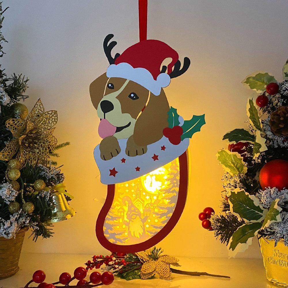 Christmas Gnome - Paper Cut Pet Light Box File - Xmas Dog Motif - Cricut File - 11x6 Inches - LightBoxGoodMan - LightboxGoodman