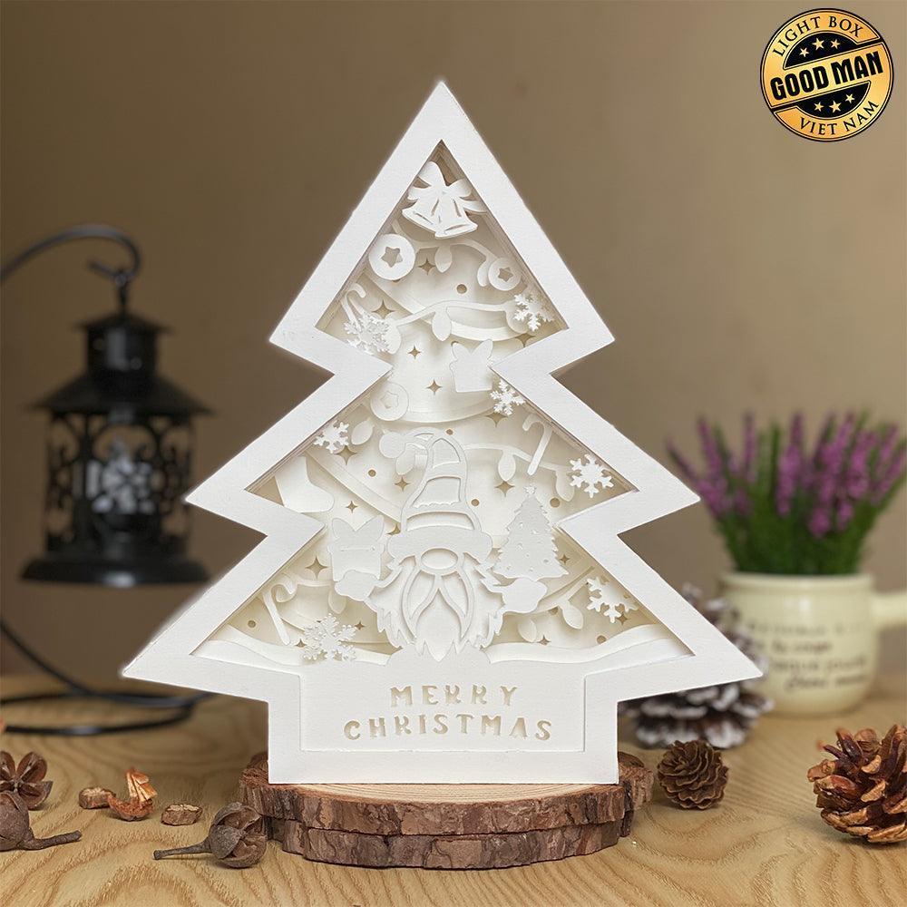 Christmas Gnome - Paper Cut Tree Light Box File - Cricut File - 20x22cm - LightBoxGoodMan - LightboxGoodman