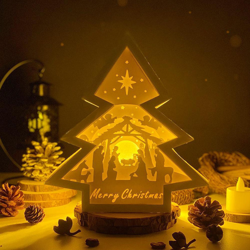 Christmas Nativity - Paper Cut Tree Light Box File - Cricut File - 20x22cm - LightBoxGoodMan - LightboxGoodman