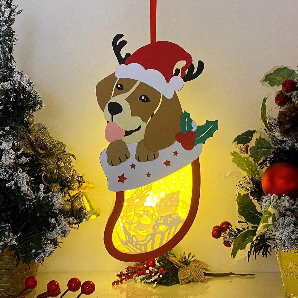 Christmas Santa 1 - Paper Cut Pet Light Box File - Xmas Dog Motif - Cricut File - 11x6 Inches - LightBoxGoodMan - LightboxGoodman