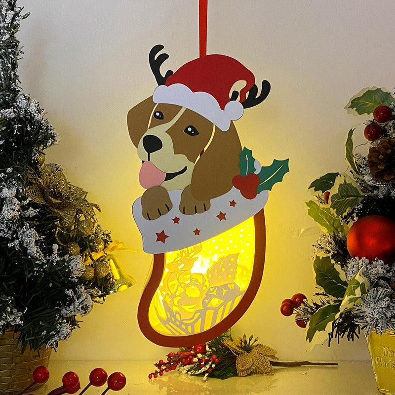 Christmas Santa 1 - Paper Cut Pet Light Box File - Xmas Dog Motif - Cricut File - 11x6 Inches - LightBoxGoodMan - LightboxGoodman