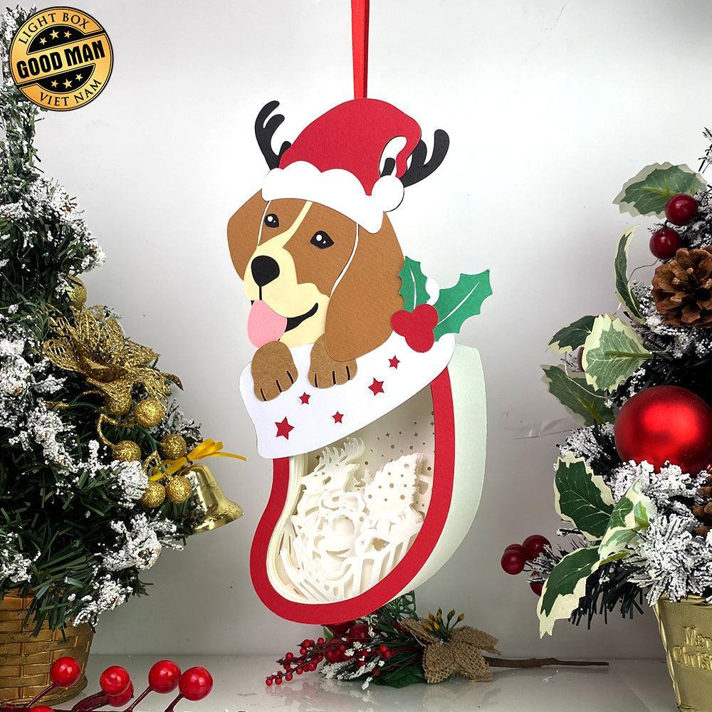Christmas Santa 1 - Paper Cut Pet Light Box File - Xmas Dog Motif - Cricut File - 11x6 Inches - LightBoxGoodMan - LightboxGoodman
