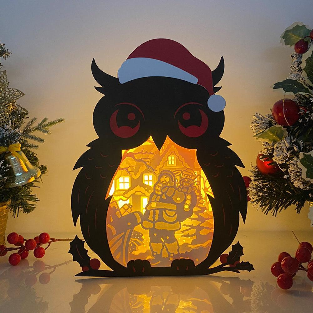 Christmas Santa 4 - Paper Cut Owl Light Box File - Cricut File - 25x20 cm - LightBoxGoodMan - LightboxGoodman