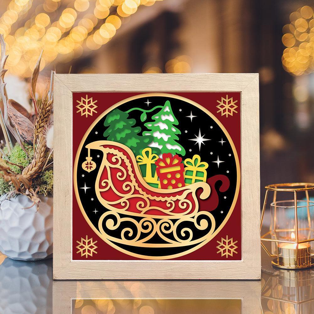Christmas Sleigh – Paper Cut Light Box File - Cricut File - 8x8 inches - LightBoxGoodMan - LightboxGoodman