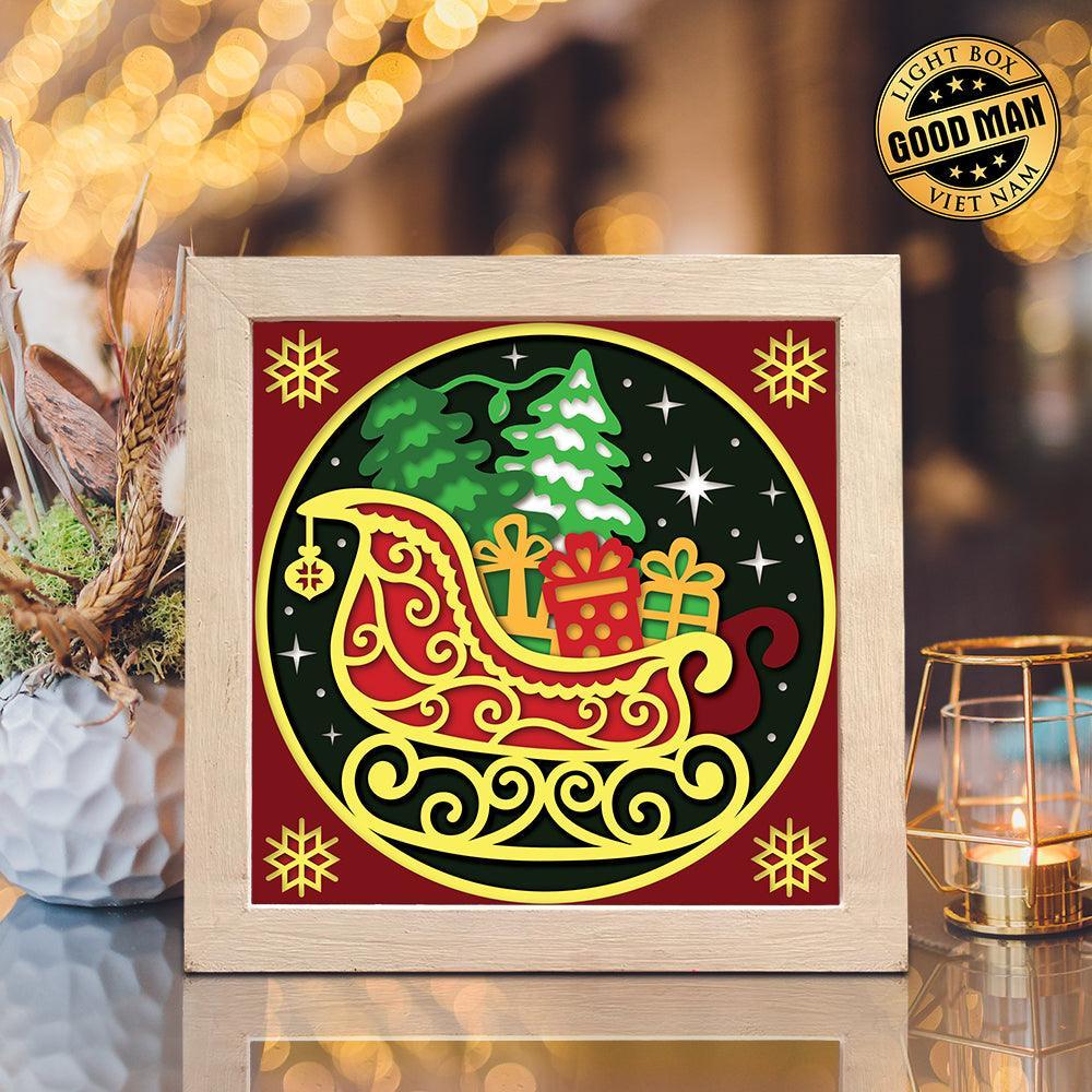Christmas Sleigh – Paper Cut Light Box File - Cricut File - 8x8 inches - LightBoxGoodMan - LightboxGoodman