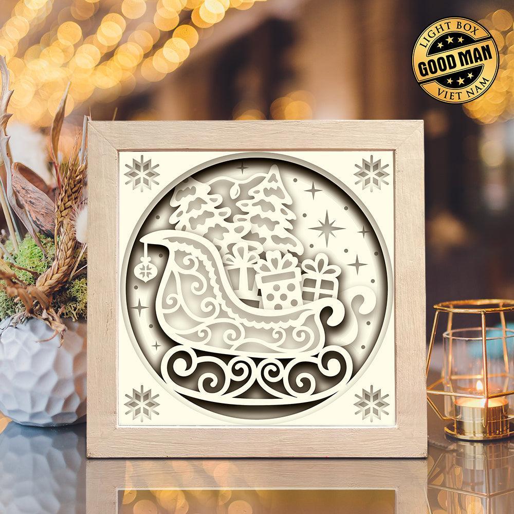 Christmas Sleigh – Paper Cut Light Box File - Cricut File - 8x8 inches - LightBoxGoodMan - LightboxGoodman