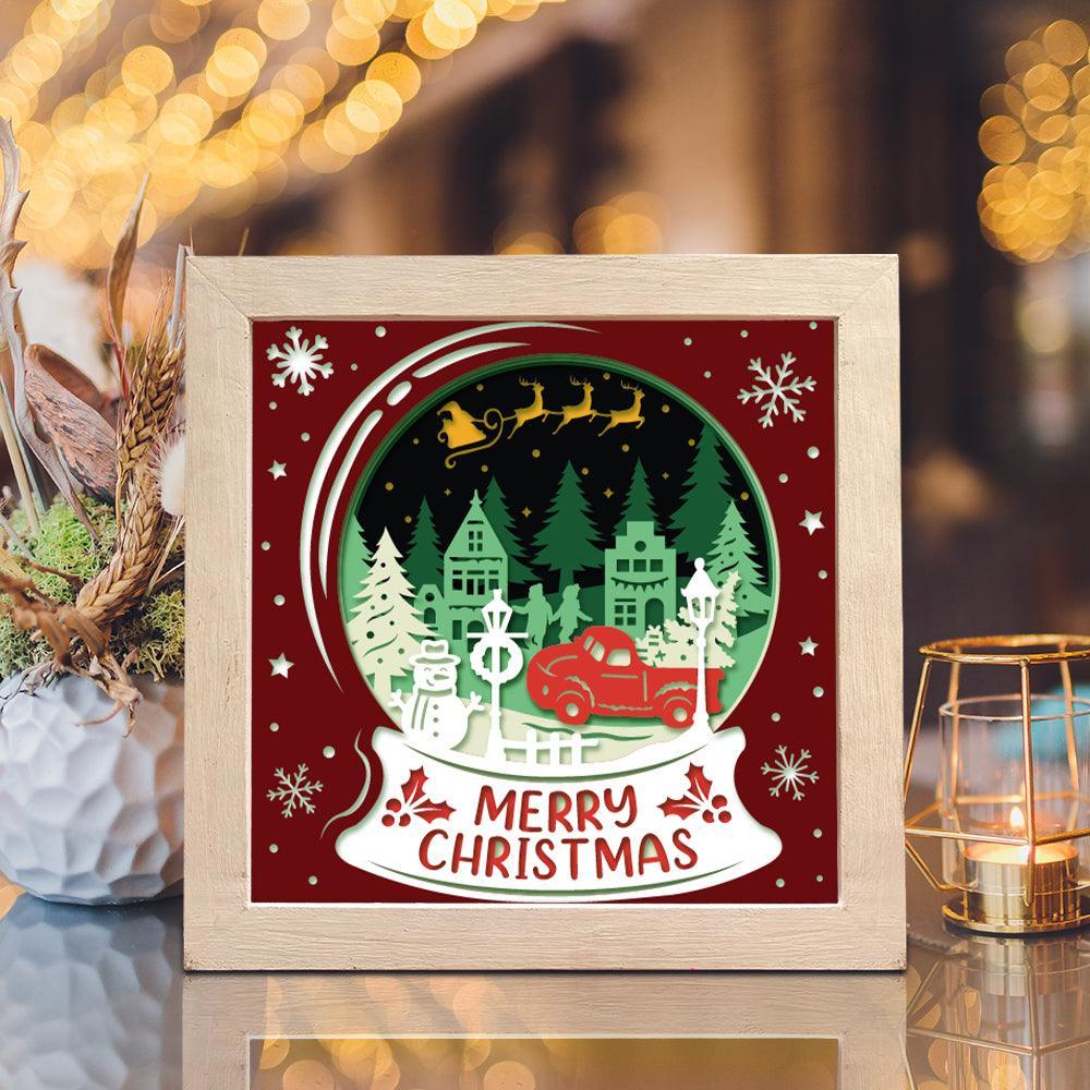 Christmas Snowball Landscape 4 – Paper Cut Light Box File - Cricut File - 8x8 inches - LightBoxGoodMan - LightboxGoodman