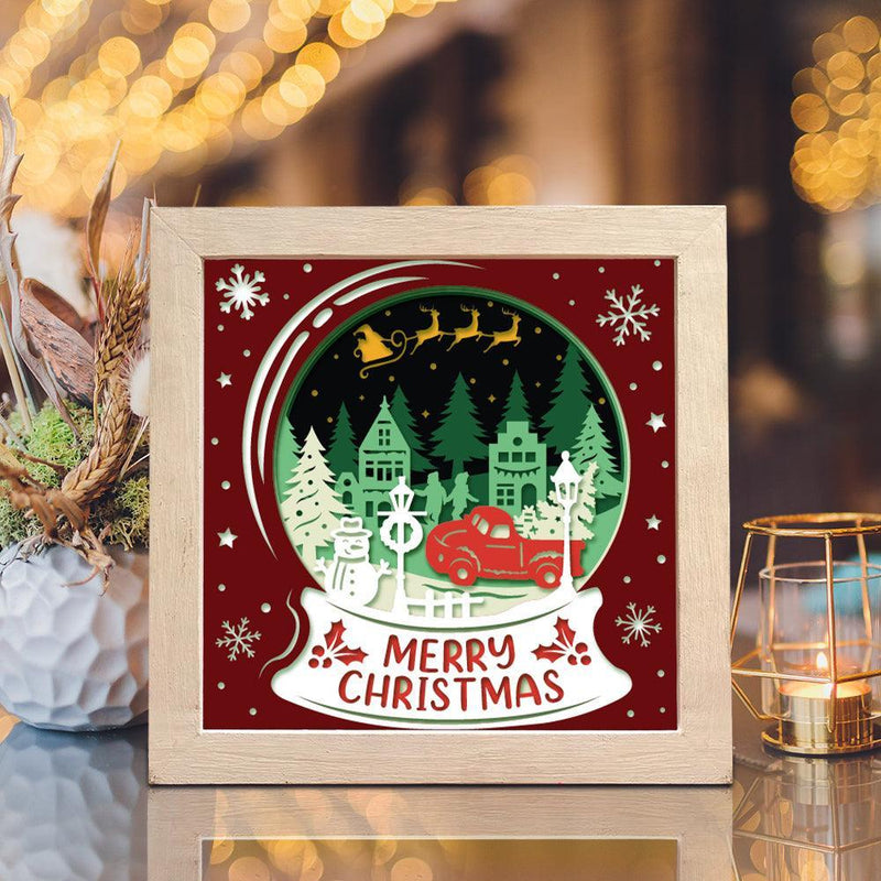 Christmas Snowball Landscape 4 – Paper Cut Light Box File - Cricut File - 8x8 inches - LightBoxGoodMan - LightboxGoodman