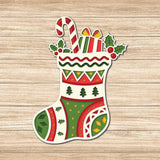 Christmas Sock - Paper 3D Layered File - Cricut File - LightBoxGoodMan