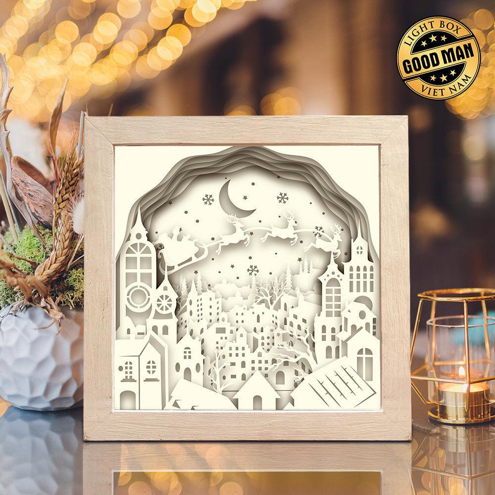 Christmas Town – Paper Cut Light Box File - Cricut File - 8x8 inches - LightBoxGoodMan - LightboxGoodman