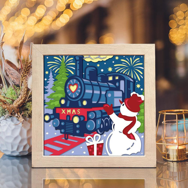 Christmas Train – Paper Cut Light Box File - Cricut File - 8x8 inches - LightBoxGoodMan - LightboxGoodman