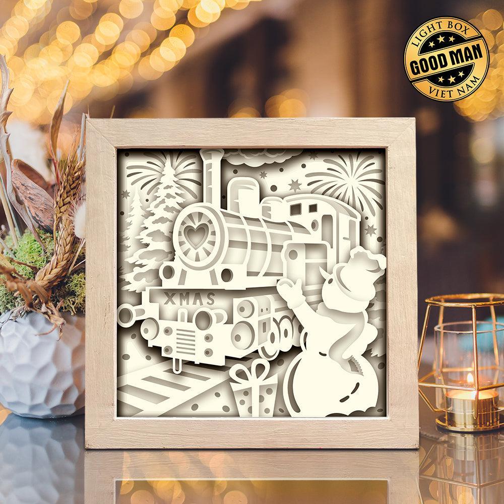 Christmas Train – Paper Cut Light Box File - Cricut File - 8x8 inches - LightBoxGoodMan - LightboxGoodman