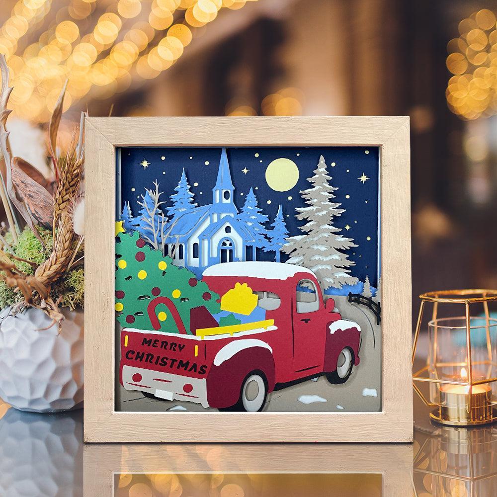 Christmas Truck Color - Colored Paper Cut Light Box File - Cricut File - 8x8 inches - LightBoxGoodMan - LightboxGoodman