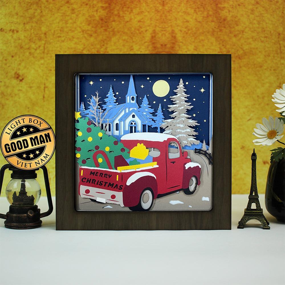 Christmas Truck Color - Colored Paper Cut Light Box File - Cricut File - 8x8 inches - LightBoxGoodMan - LightboxGoodman