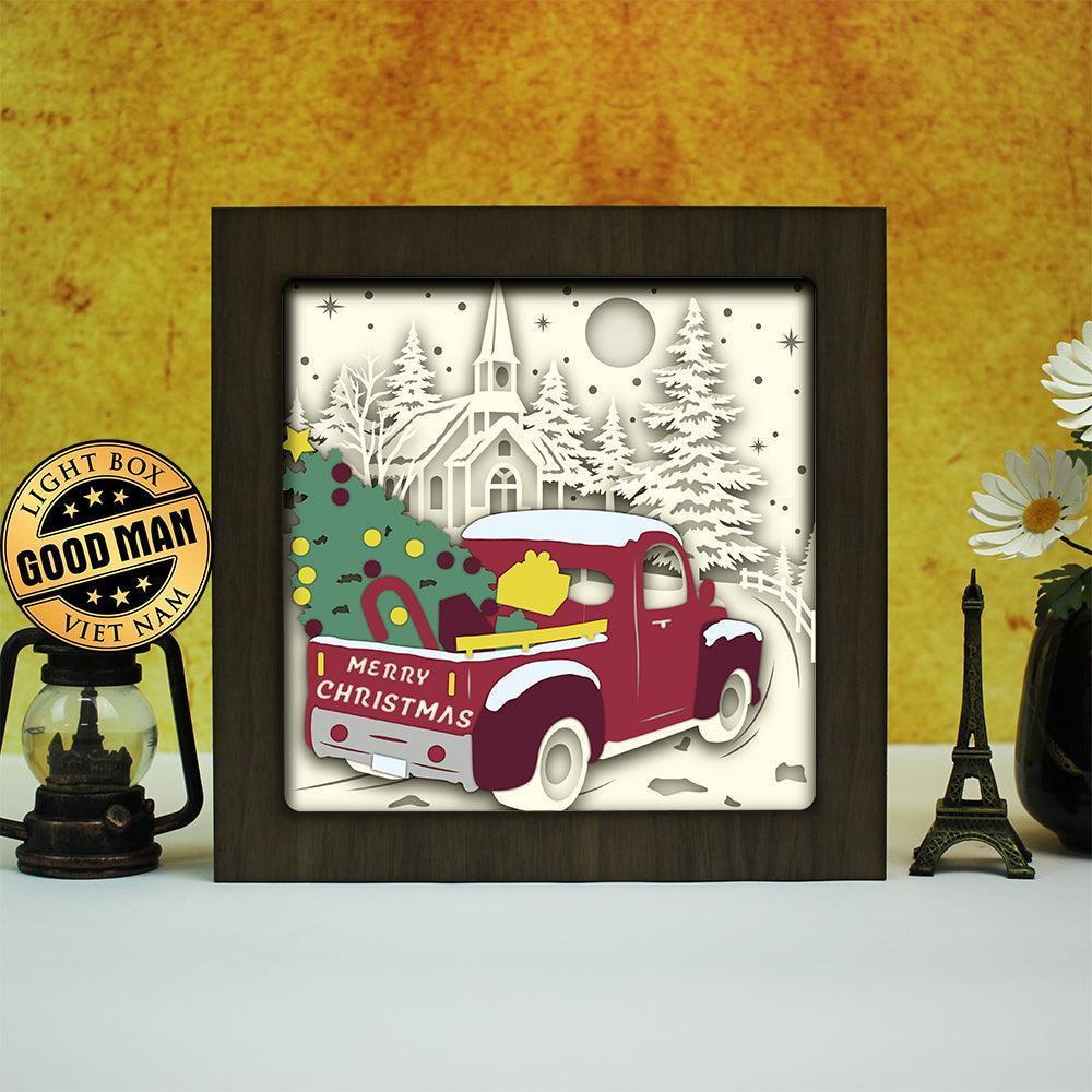 Christmas Truck Color - Colored Paper Cut Light Box File - Cricut File - 8x8 inches - LightBoxGoodMan - LightboxGoodman