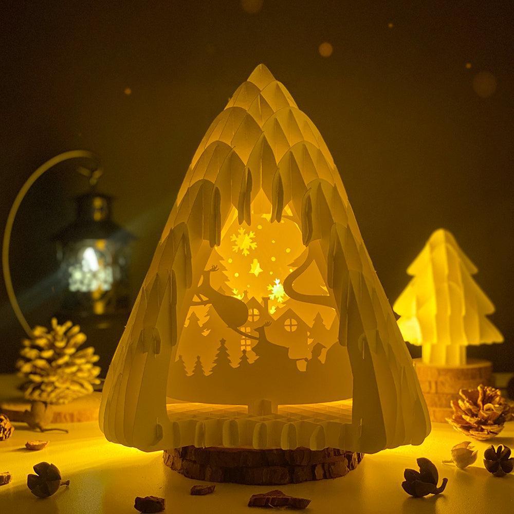 Christmas Village - 3D Pop-up Light Box Pine File - Cricut File - LightBoxGoodMan - LightboxGoodman