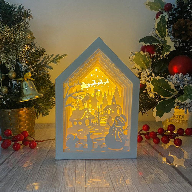 Christmas Village - Paper Cut House Light Box File - Cricut File - 13x19 Inches - LightBoxGoodMan - LightboxGoodman
