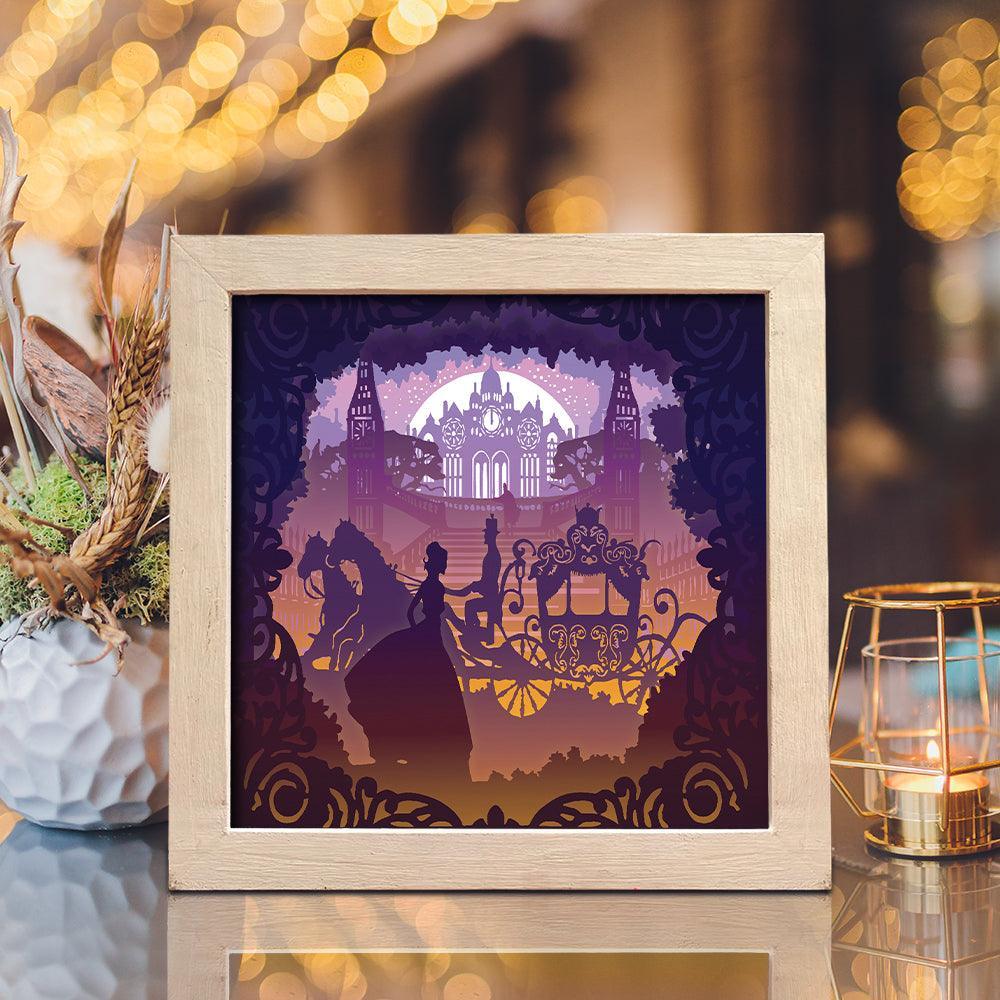 Cinderella 1 square - Paper Cut Light Box File - Cricut File - 20x20cm - LightBoxGoodMan - LightboxGoodman