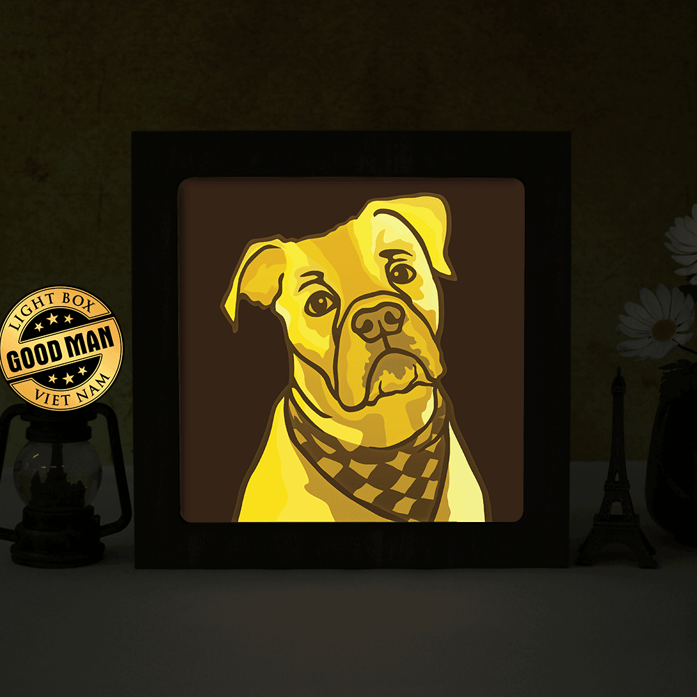 Colorful American Bulldog – Paper Cut Light Box File - Cricut File - 8x8 inches - LightBoxGoodMan - LightboxGoodman