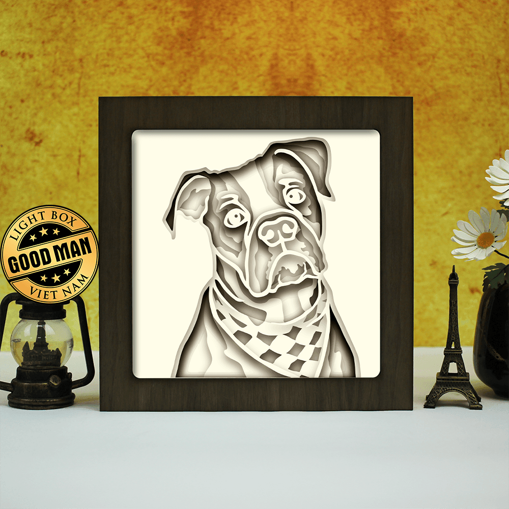 Colorful American Bulldog – Paper Cut Light Box File - Cricut File - 8x8 inches - LightBoxGoodMan - LightboxGoodman