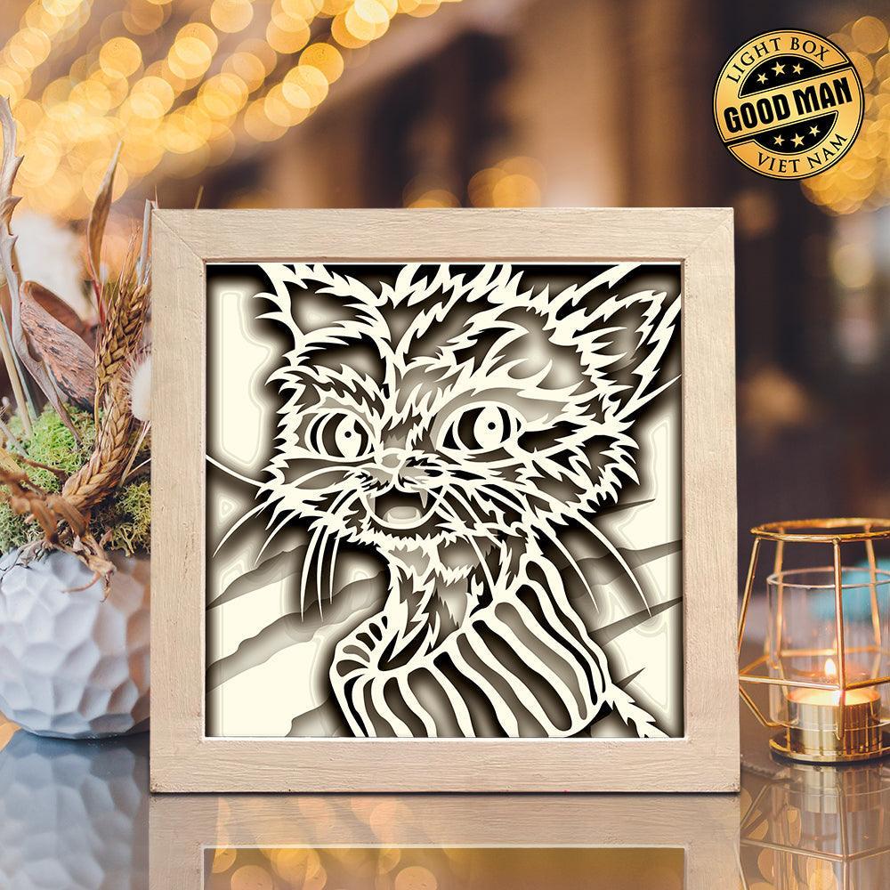 Colorful Cat 2 – Paper Cut Light Box File - Cricut File - 8x8 inches - LightBoxGoodMan - LightboxGoodman