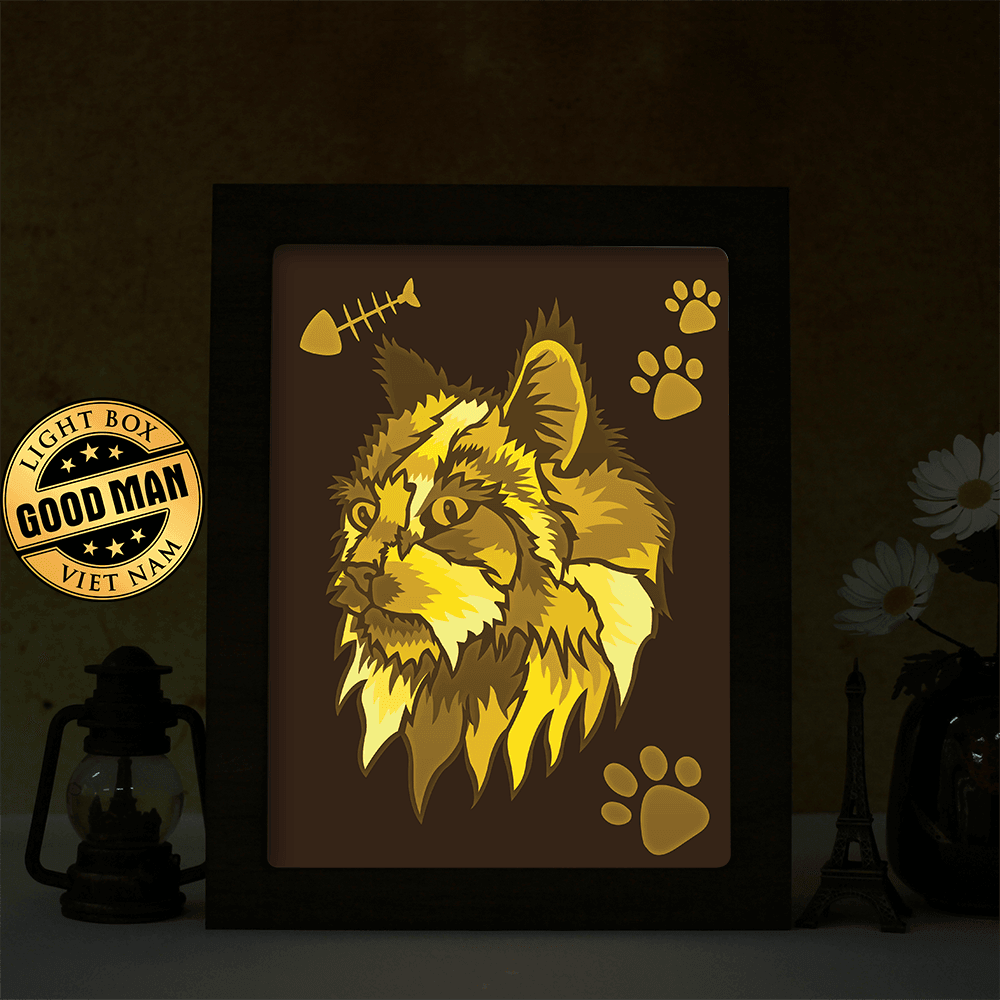 Colorful Cat – Paper Cut Light Box File - Cricut File - 8x10 inches - LightBoxGoodMan - LightboxGoodman