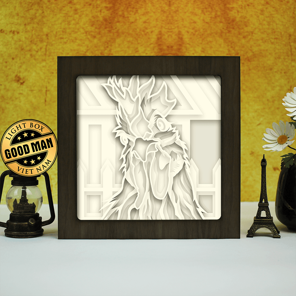 Colorful Rooster 2 – Paper Cut Light Box File - Cricut File - 8x8 inches - LightBoxGoodMan - LightboxGoodman