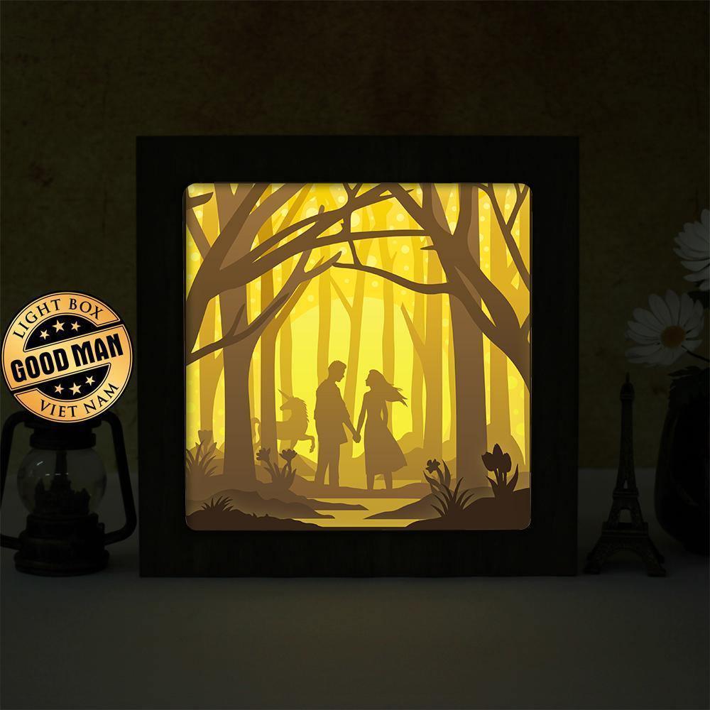 Couple in the Forest – Paper Cut Light Box File - Cricut File - 8x8 inches - LightBoxGoodMan - LightboxGoodman