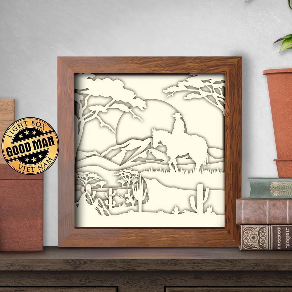 Cowboy 2 – Paper Cut Light Box File - Cricut File - 20x20cm - LightBoxGoodMan - LightboxGoodman