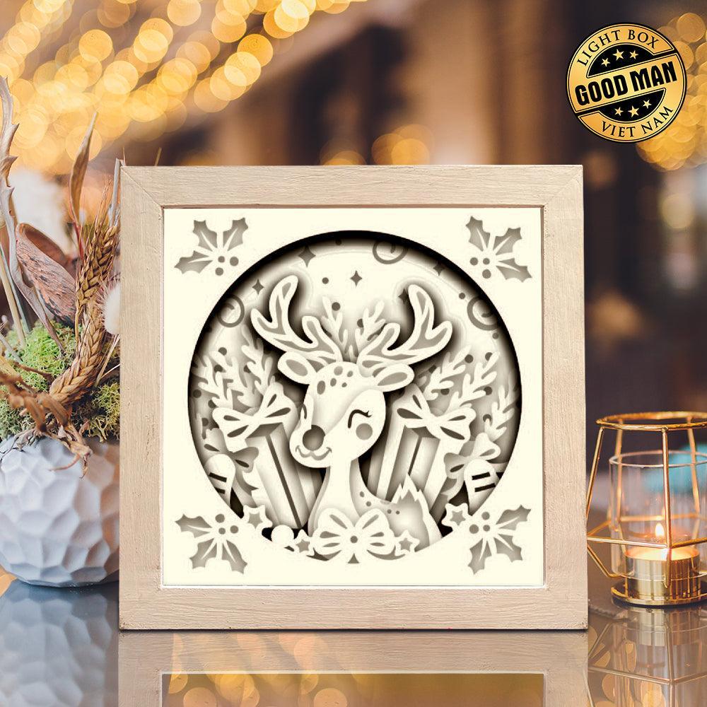Cute Reindeer - Paper Cut Light Box File - Cricut File - 8x8 inches - LightBoxGoodMan - LightboxGoodman