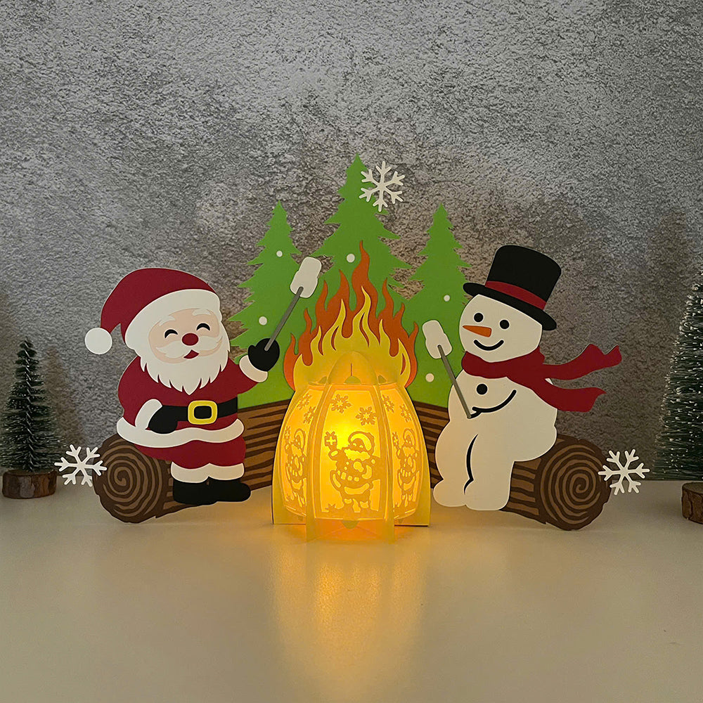 Christmas Campfire 2 - 3D Christmas Campfire Lantern File - Cricut File 3 - LightBoxGoodMan